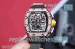 Richard Mille Knock Off RM11-03 Diamond And Rose Gold Watch - Black Rubber Strap